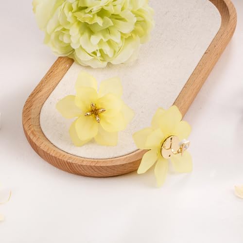 LAXPICOL Fashion Big Flower Clip On Earrings For Women Cute Lovely Acrylic Flower Earrings No piercing Earrings 2.36" - color: yellow