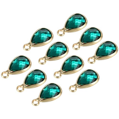 PATIKIL Birthstone Charm Beads Drop Pendant, Handmade Birthstone for Personalized Earrings Bracelet Necklace - color: Green, size: 0.51" x 0.28"