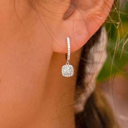 High-Carbon Diamond Hoop Earrings for Women Sterling Silver Cuff Earrings Drop Huggie Stud Halo Earrings with 18K - color: White2