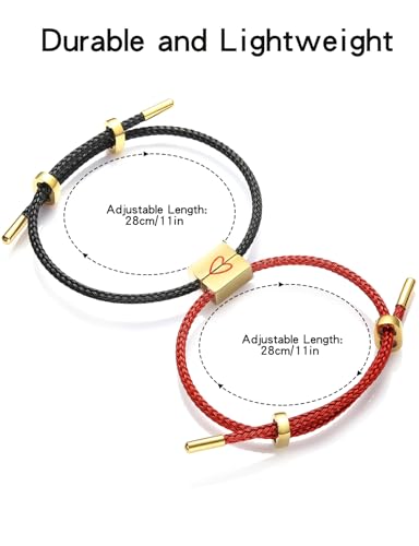 COTATI Matching Couple Bracelets for Him and Her, Friendship Relationship Promise Bracelet for Boyfriend Girlfriend, Anniversary Love Jewelry Gifts Set - color: Black-Red