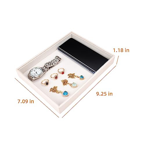 Leather Jewelry Organizer Trays Storage Drawer Display Case | Velvet Liner Stackable for Necklace,Rings and earring (Pearl4) - color: Pearl4