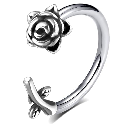 16G Rose Flower Lip Rings Surgical Steel Snake Bite Jewelry for Snake Bites Piecing, Horseshoe Labret Jewelry for Lip Piercing, 16 Gauge - size: 16G-10mm, style: 1 Pc