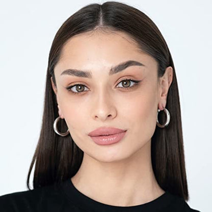 4mm Thick Gold Chunky Earrings Steling Silver Post Hoops Earrings For Women Hollow Tube Hoops Earrings Thick Gold Hoop Earrings Hypoallergenic Lightweight Gold Hoop Large Earrings 20/30/40/50/60MM - color: Silver,30mm