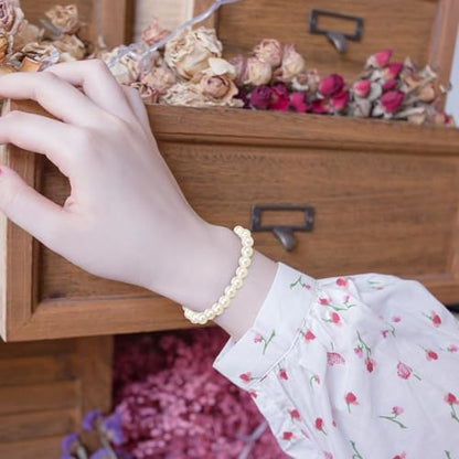 10 PCS Pearl Bracelet for Women Costume Pearl Bracelets Chunky White Pearls Bracelets Stretch Jewelry Faux Bracelet Stimulate Pearl-Bracelets for Women Lady Bridal Wedding