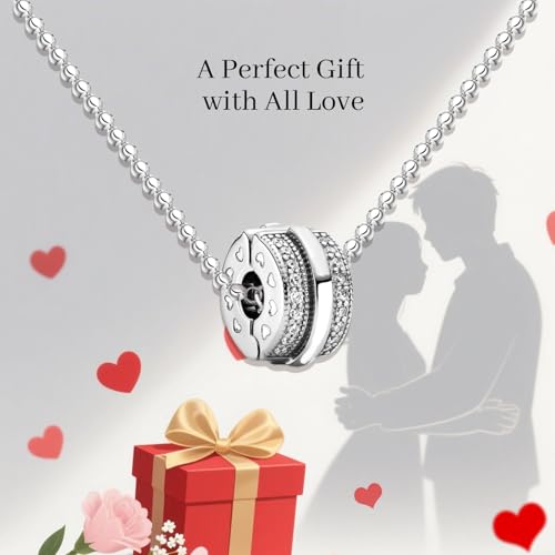 Annmors S925 Clip Spacer Safety Chain Stopper Charms for Pandora, Gift Mom Daughter Friend Sister Wife Grandma Girlfriend Fmaily On Christmas Mothers Valentines Halloween Graduation - color: B07-Sparkling Pavé Lines Clip Charms