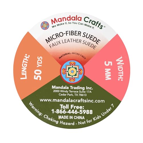 Mandala Crafts 5mm Beige Faux Suede Vegan Leather, Jewelry Making | 50 Yards Durable Flat Leather Strings, Laces & Strips for Bracelets, Necklaces, Braiding, Dream Catchers Supplies & Chokers - color: Beige, size: 5mm 50 Yards