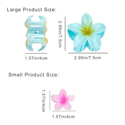 Flower Hair Clips for Women Girls Claw Clips Summer Fashion Hair Accessories with Green Gradient Cute Plumeria Design Barrettes Hold Hair in Place for Thick Thin Hair(3Pcs: 1 large 2 small) - color: Green