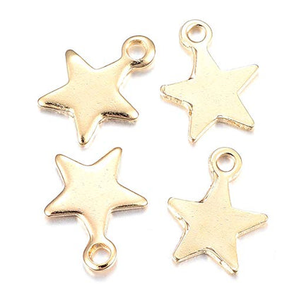 Mega Pet 100pcs Stainless Steel Star Pendants Charms Golden Jewelry Charms DIY Accessories for Bracelets Necklaces Jewerly Making - size: 10x8x1mm#Star