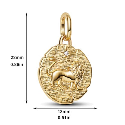 925 Sterling Silver Dangle Charm Fit Women Bracelet And Necklaces Jewelry | Medallion Pendants Beads Jewelry Charms for Women Fashion Gift Family Friends Mother's Day - color: Lion Medallion Charm M1780