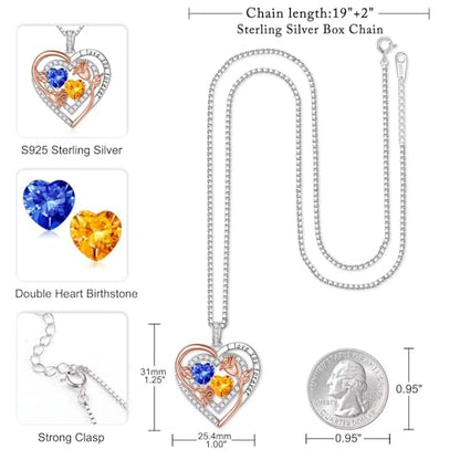 Iefil Birthstone Necklace for Women - Sterling Silver Birthstone Necklace, Anniversary Birthday Gifts for Wife Girlfriend Mom - color: 09-11-Sept-Nov Birthstone