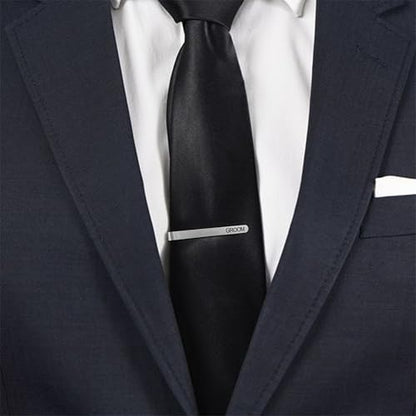 LADY & HOME Tie Clips for Men, Stainless Steel Tie Bars Gifts for Groom, Groomsmen, Father of Groom, Father of Bride, Brother of Bride - style: I:GROOM