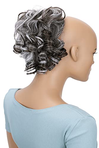 CAISHA Jumbo Hairpiece Scrunchy Updo Voluminous Curly Messy Bun Brown Gray Mix G14L - color: brown gray mix #10H1001B G14L