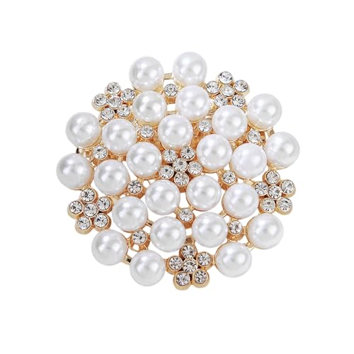 Delicate Pearl Crystal Brooch Pins for Women Girls Dance Balls Wedding Bridal Jewelry - color: A Gold