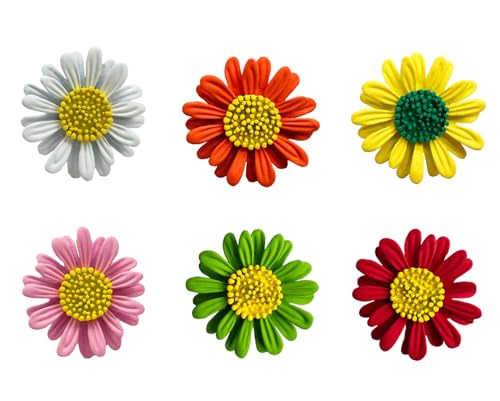 6 Pcs Daisy Flower Brooches, Sunflower Lapel Pins, Sun Flower Brooches, Floral Lapel Pins for Women Fashion Jewelry Accessories - color: Mixed Color