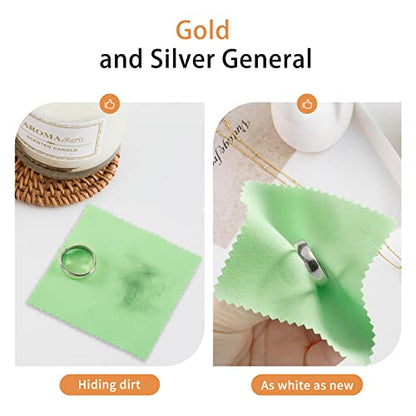 CATIFLIN 100pcs Jewelry Cleaning Cloth, Silver Polishing Cloth Individually Wrapped, Small Jewelry Polishing Cloth for Sterling Silver, Gold, Platinum and More (Green, 3.15" x 3.15") - color: Green