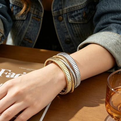 Gold Cuff Bracelets for Women, Chunky Gold Bracelet Trendy Open Gold Statement Bangle 18K Plated Punk Hip Hop Adjustable Women's Cuff Bracelets Valentine's and Birthday Gifts - color: Mixed