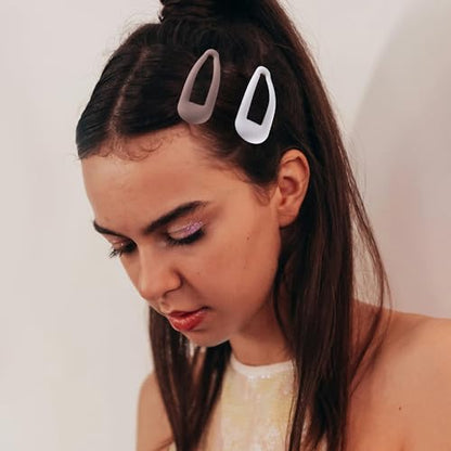 Small Hair Barrettes For Women No Slip Metal Snap Clips For Thin And Fine Hair,Matte Black Red White,20 PCS,1.97 x 0.5 Inch. - color: Matte Black Red White