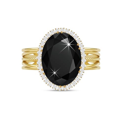 Linawe Costume Jewelry Adjustable Cocktail Ring for Women | Copper, Rhinestone, Cubic Zirconia, Oval, Fake Diamond, Crystal, Stone, Birthstone, Gemstone, Big, Chunky, Statement - color: Yellow Black