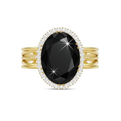 Linawe Costume Jewelry Adjustable Cocktail Ring for Women | Copper, Rhinestone, Cubic Zirconia, Oval, Fake Diamond, Crystal, Stone, Birthstone, Gemstone, Big, Chunky, Statement - color: Yellow Black
