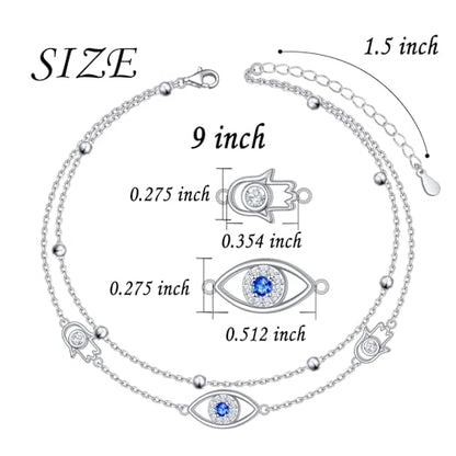 Anklets for Women 925 Sterling Silver Blue Evil Eye Infinity Butterfly Adjustable Multilayer Layered Summer Beach Ankle Bracelet Foot Chain Jewelry for Women - style: G-Evil Eye 2