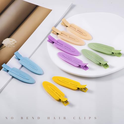 10 Pcs Creaseless No Crease No Bend Flat Hair Clips For Styling Non Slip Makeup Clips For Women Salon Hairstyle,Yellow Purple Beige Blue Green - color: Yellow Purple Beige Blue Green