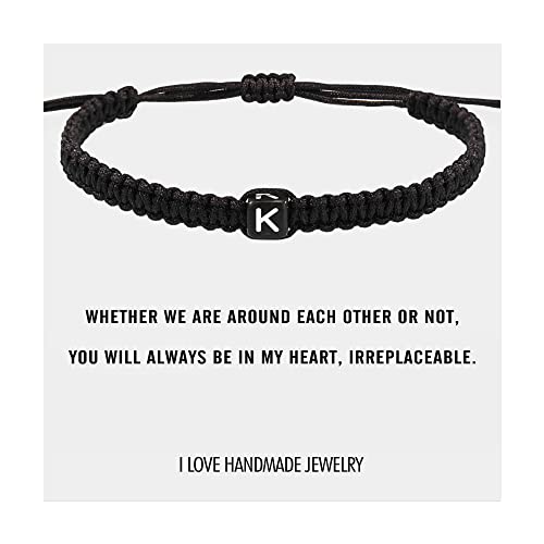Initial Bracelets for Women Teen Girls Handmade Rope Braided Bracelet for Men Jewelry Birthday Graduation Mother's Day Gifts for Mom Wife Girlfriend Her Friends - style: K