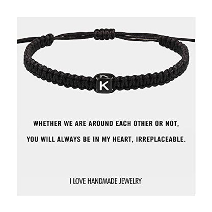 Initial Bracelets for Women Teen Girls Handmade Rope Braided Bracelet for Men Jewelry Birthday Graduation Mother's Day Gifts for Mom Wife Girlfriend Her Friends - style: K