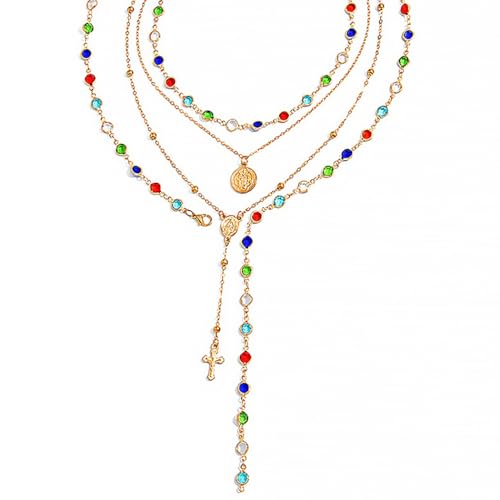 Layered Necklace for Women, Cross Pendant Y Necklace Set, 18K Gold Plated Dainty Stackable Jewelry Gift for Everyday Wear - style: 4PCS - H