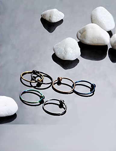 22G Thin Nose Rings Hoops 316L Surgical Steel Captive Bead Septum Nose Hoop Rings Eyebrow Lip Rings Cartilage Helix Rook Daith Earring Piercing Jewelry For Men Women 8mm - color: 6PCS-10MM-Mix Color #2