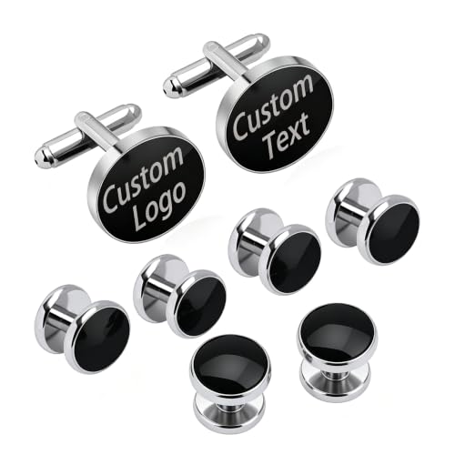 Meice 8 PCS Custom Men's Cufflinks and Tuxedo Studs Set,Formal Shirt Studs & Cuff Links for men,Wedding Groomsmen Best man Gift