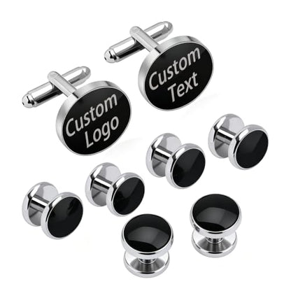 Meice 8 PCS Custom Men's Cufflinks and Tuxedo Studs Set,Formal Shirt Studs & Cuff Links for men,Wedding Groomsmen Best man Gift