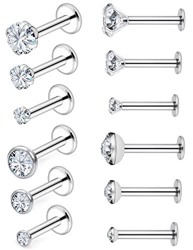 14G Lip Rings Stainless Steel Tragus Helix Conch Piercing Jewelry Snake Bite Piercing Monroe Lip Rings Labret Medusa Cartilage Lobe Earrings Piercing Jewelry Cubic Zirconia 2MM 3MM 4MM - color: 8MM-Silver,2mm/3mm/4mm