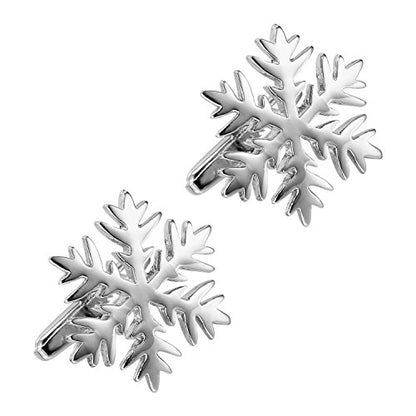 Urban Jewelry Cufflinks for Men, Stainless Steel Tuxedo Shirt Accessories – Black, Silver, Gold Cuff Links for Wedding, Business, Gifts for Father, Husband, Boyfriend, Son - style: Snowflakes Style