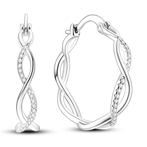 NARMO 925 Sterling Silver Earrings for Women Hypoallergenic Hoop Earrings - color: Twist Irish Celtic Knot