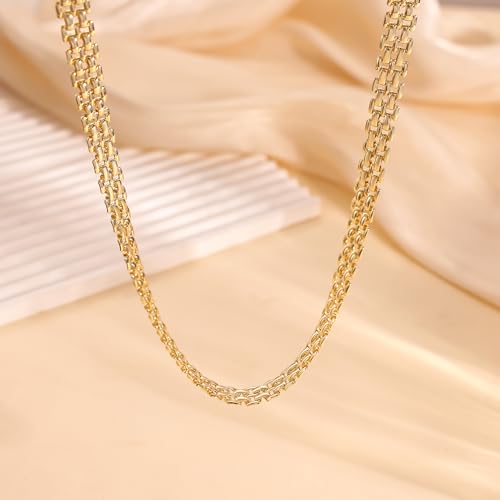 Moodear Gold Necklace for Women 14K Gold Plated Chain Necklace | Gold Chunky Necklace, Dainty Cuban Link Paperclip Chain Layered Necklace, Trendy Fashion Gift for Women Daily Wear - style: Choker necklace