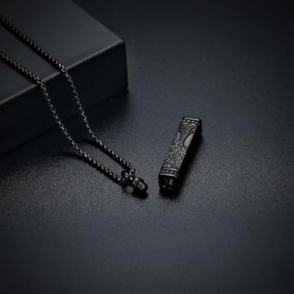 Imrsanl Tree of Life Urn Necklace for Men Women Bar Cremation Jewelry for Ashes Keepsake Ashes Necklace Pendent - color: Black