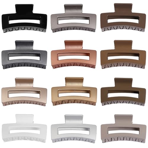 Sisiaipu 3.5 Inch Medium Hair Claw Clips 12 Pcs Square Claw for Thick and Thin Hair Rectangular Rectangle Hair Clips Jaw Clips Bulk Hair Accessories for women and Girls (Gold) - color: Gold