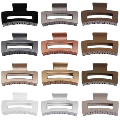 Sisiaipu 3.5 Inch Medium Hair Claw Clips 12 Pcs Square Claw for Thick and Thin Hair Rectangular Rectangle Hair Clips Jaw Clips Bulk Hair Accessories for women and Girls (Gold) - color: Gold