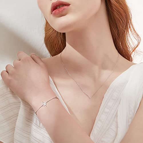 FLYOW 925 Sterling Silver Good Luck Irish Jewelry Triquetra Trinity Celtic Witches Knot Bracelet for Women - color: Silver