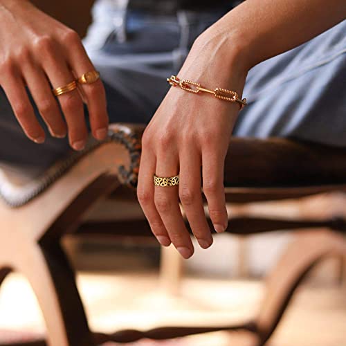 Bestyle Celtic Knot Band Rings for Men Women, Stainless Steel Irish Finger Ring Viking Wedding Bands Jewelry Gift Wedding Promise Gold Silver Black - color: 03.Gold