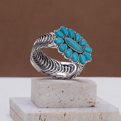 Montana West Rustic Couture's Bohemian Turquoise Cuff Bangle Bracelets for Women Cowgirl - color: Angel Turquoise