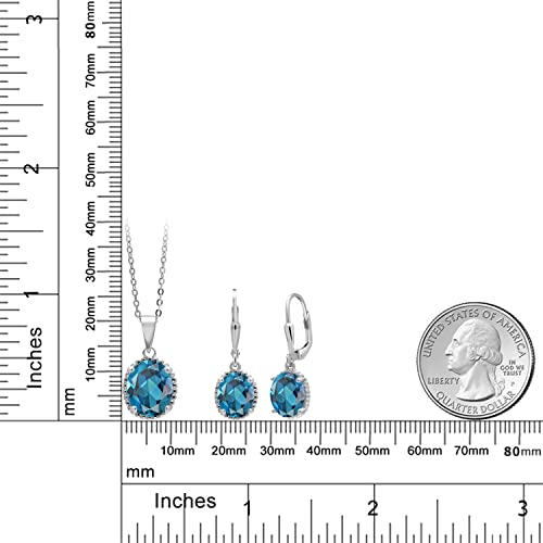Gem Stone King 925 Sterling Silver Customized and Personalized 11X9MM and 9X7MM Oval Gemstone Birthstone Pendant and Earrings Jewelry Set For Women (8.70 Cttw, with 18 Inch Silver Chain)