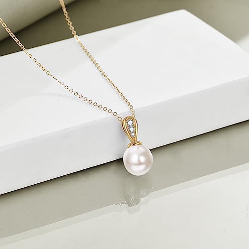 KECHO 14k Gold Pearl Necklace for Women, Freshwater Pearl Pendant Jewelry Wedding Anniversary Birthday Gifts for Her - style: A-Pearl Necklace