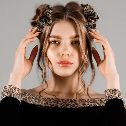 KICOSY 12 Pack Leopard Print Scrunchies Set - 6 Styles of Cheetah & Leopard Hair Ties for Daily Looks, Workouts, Party Outfits - color: leopard