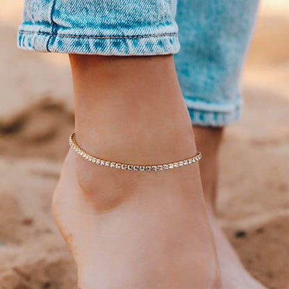MEVECCO Anklet for Women Gold Chain 14K Gold Plated Dainty Boho Beach Summer Simple Foot Jewelry Ankle Bracelet - style: CZ Claw