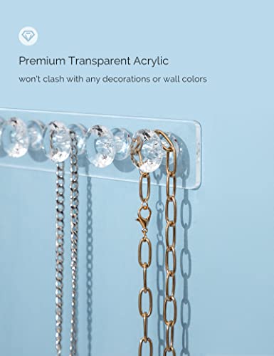Mymazn 2 Pack Acrylic Necklaces Holder Hanging Jewelry Organizer Wall Mounted Necklace Hangers with 12 Hooks, Clear Jewelry Hangers for Necklace Organizer for Girls Women, Necklace Hooks for Wall | Acrylic Jewelry Hanger with 12 Hooks, Jewelry Hooks for N