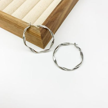 Rose/White/18k Gold Plated Hoop Earrings Lightweight Hoop Earrings For Women Loop Earrings 1in 2in - color: White Gold, size: 40mm