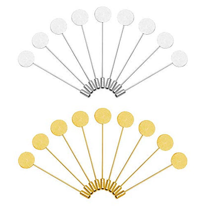 60Pcs Flat Round Tray Lapel Pin,Stainless Steel Safety Pins Stick Pins Brooch Pin Needle Suit Tie Hat pin Scarf Badge for DIY Costume Jewelry Making Accessories - color: Gold, Silver