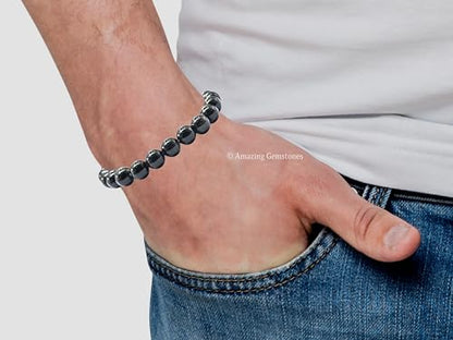 Amazing Gemstone Black Obsidian Crystal Bracelet for Women Men's Gifts - Protection Healing Crystal Bracelet - 8mm Gemstone Beaded Stretchable Bracelet Pulseras Para Hombres Mujer Stocking Stuffers Mothers Day Gift - color: Black Obsidian