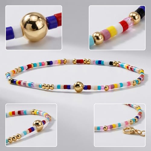 Colorful Mini Seed Bead Stretch Bracelet for Women, Handmade Lucky Protection Jewelry, Ideal Friendship Gift